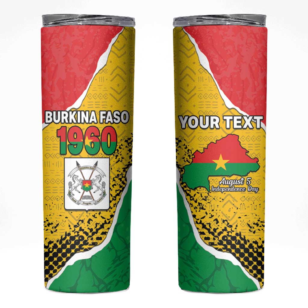 Personalized Happy Burkina Faso Skinny Tumbler Independence Day - Bogolan Pattern - African Pride