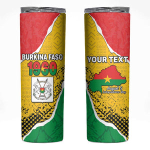 Personalized Happy Burkina Faso Skinny Tumbler Independence Day - Bogolan Pattern - African Pride