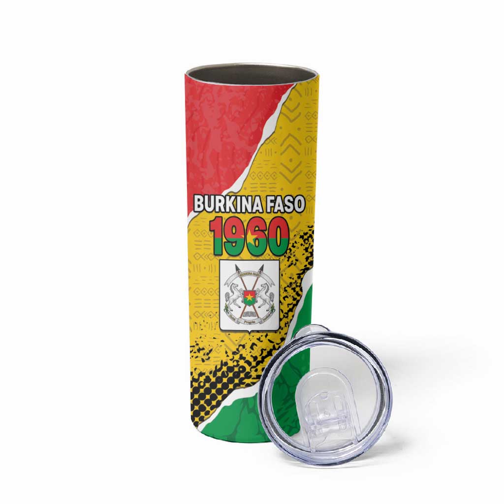 Personalized Happy Burkina Faso Skinny Tumbler Independence Day - Bogolan Pattern - African Pride