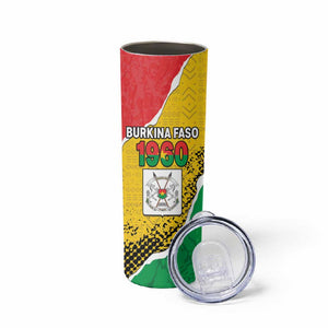Personalized Happy Burkina Faso Skinny Tumbler Independence Day - Bogolan Pattern - African Pride
