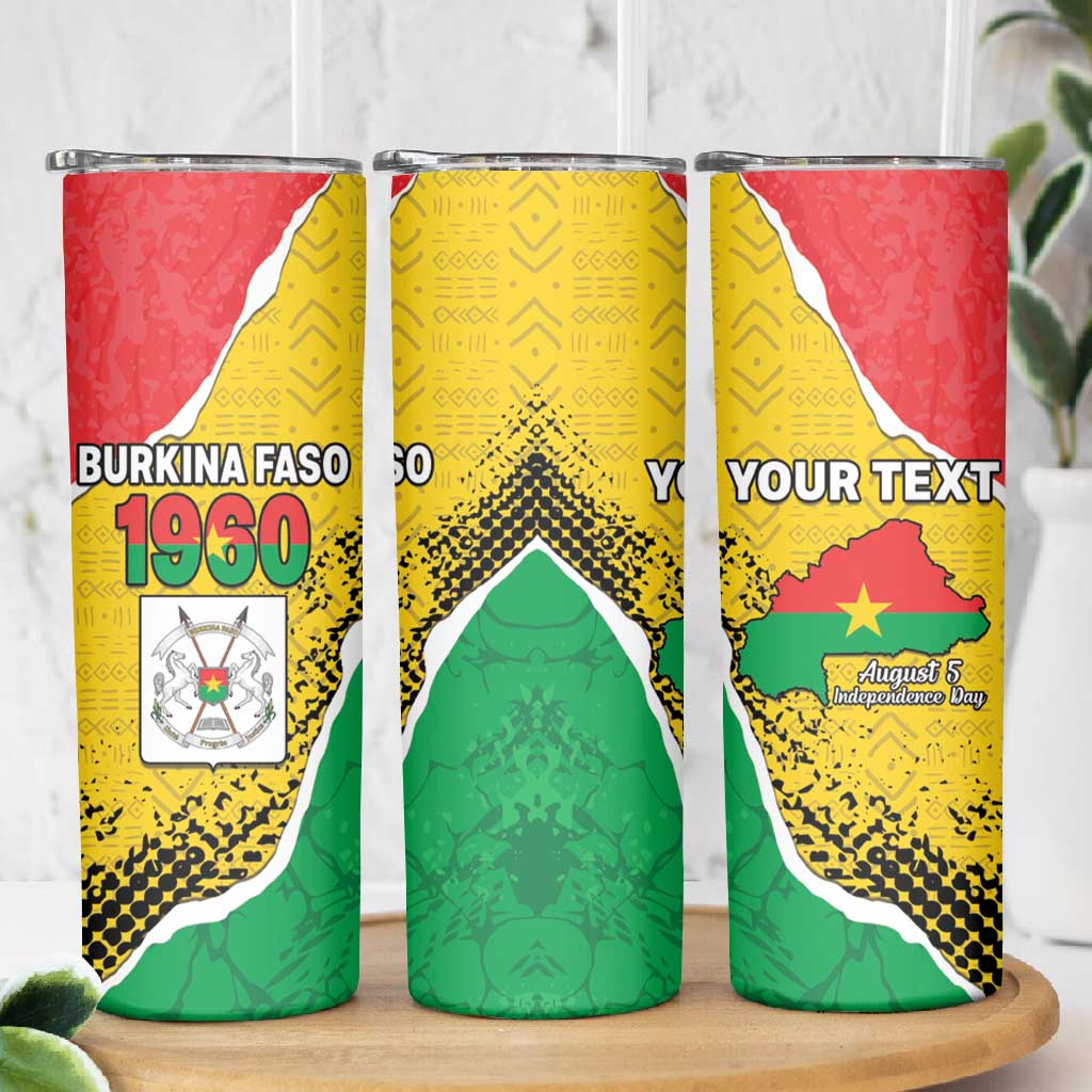 Personalized Happy Burkina Faso Skinny Tumbler Independence Day - Bogolan Pattern - African Pride