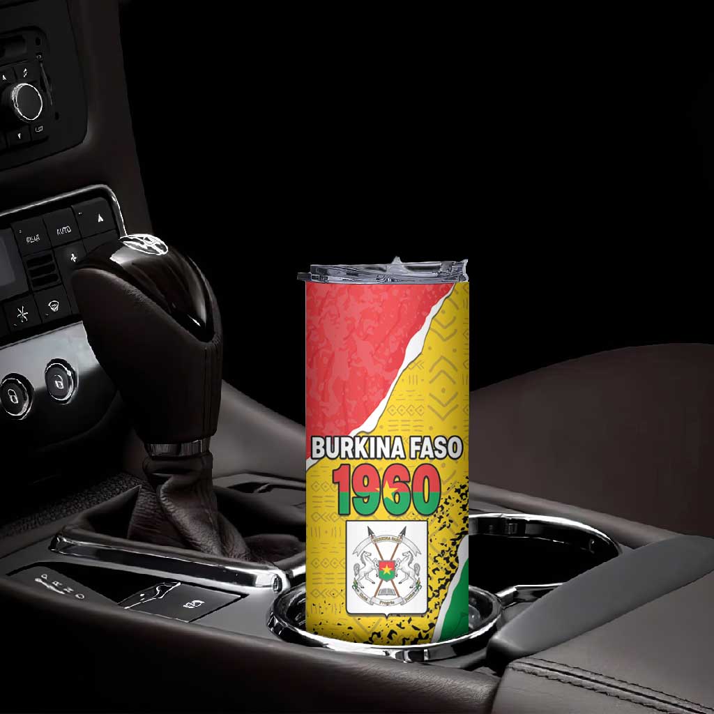 Personalized Happy Burkina Faso Skinny Tumbler Independence Day - Bogolan Pattern - African Pride