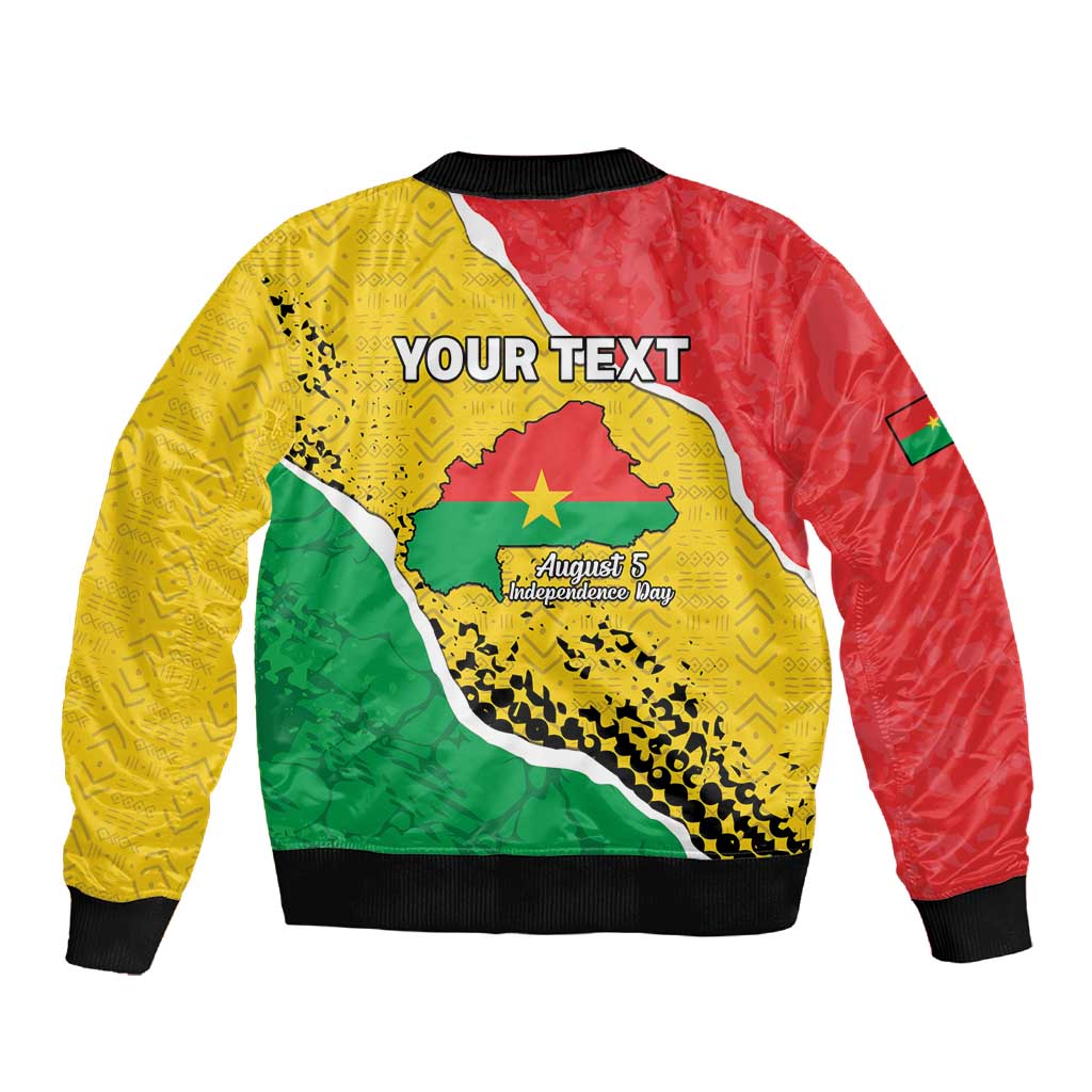 Personalized Happy Burkina Faso Sleeve Zip Bomber Jacket Independence Day - Bogolan Pattern - African Pride