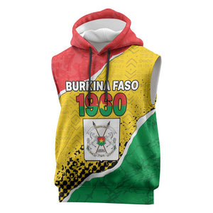 Personalized Happy Burkina Faso Sleeveless Hoodie Independence Day - Bogolan Pattern - African Pride