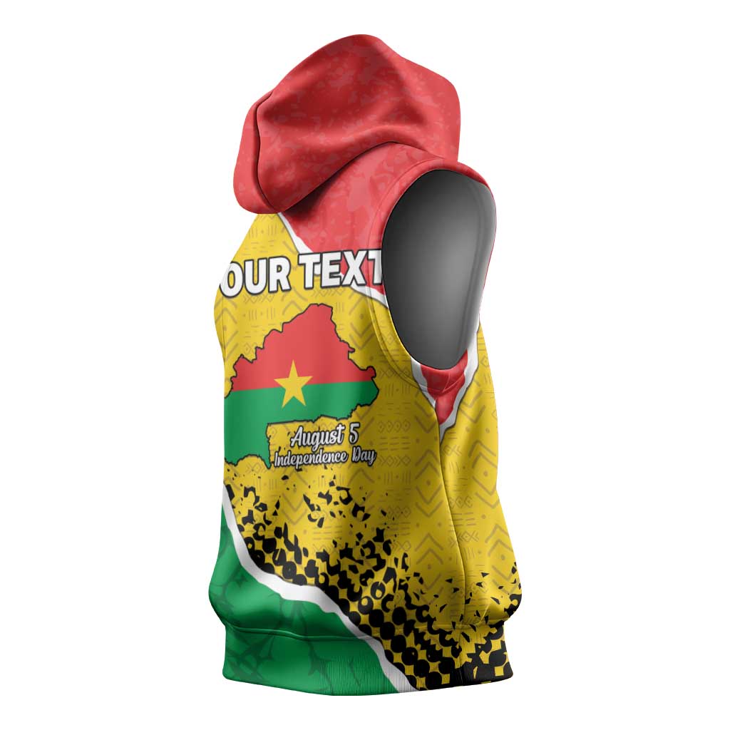 Personalized Happy Burkina Faso Sleeveless Hoodie Independence Day - Bogolan Pattern - African Pride