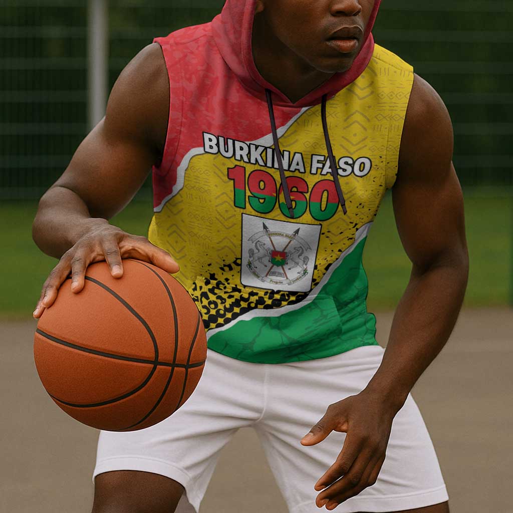 Personalized Happy Burkina Faso Sleeveless Hoodie Independence Day - Bogolan Pattern - African Pride