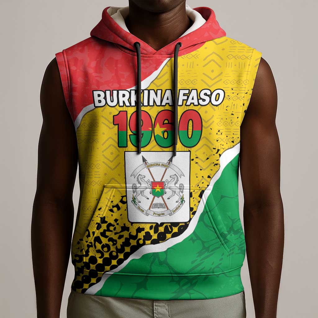 Personalized Happy Burkina Faso Sleeveless Hoodie Independence Day - Bogolan Pattern - African Pride