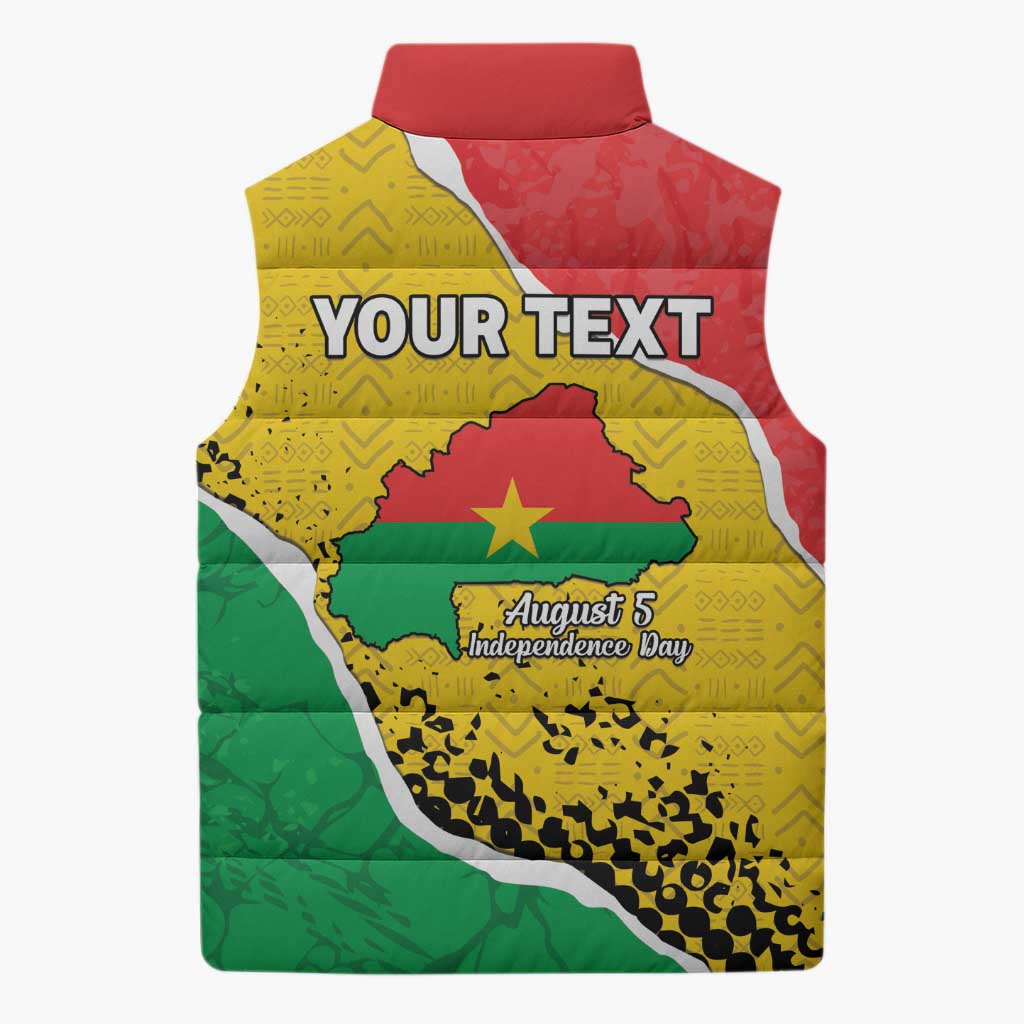 Personalized Burkina Faso Independence Day Sleeveless Puffer Jacket Coat Of Arms - Grunge Style