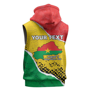 Personalized Happy Burkina Faso Sleeveless Zip Hoodie Independence Day - Bogolan Pattern - African Pride
