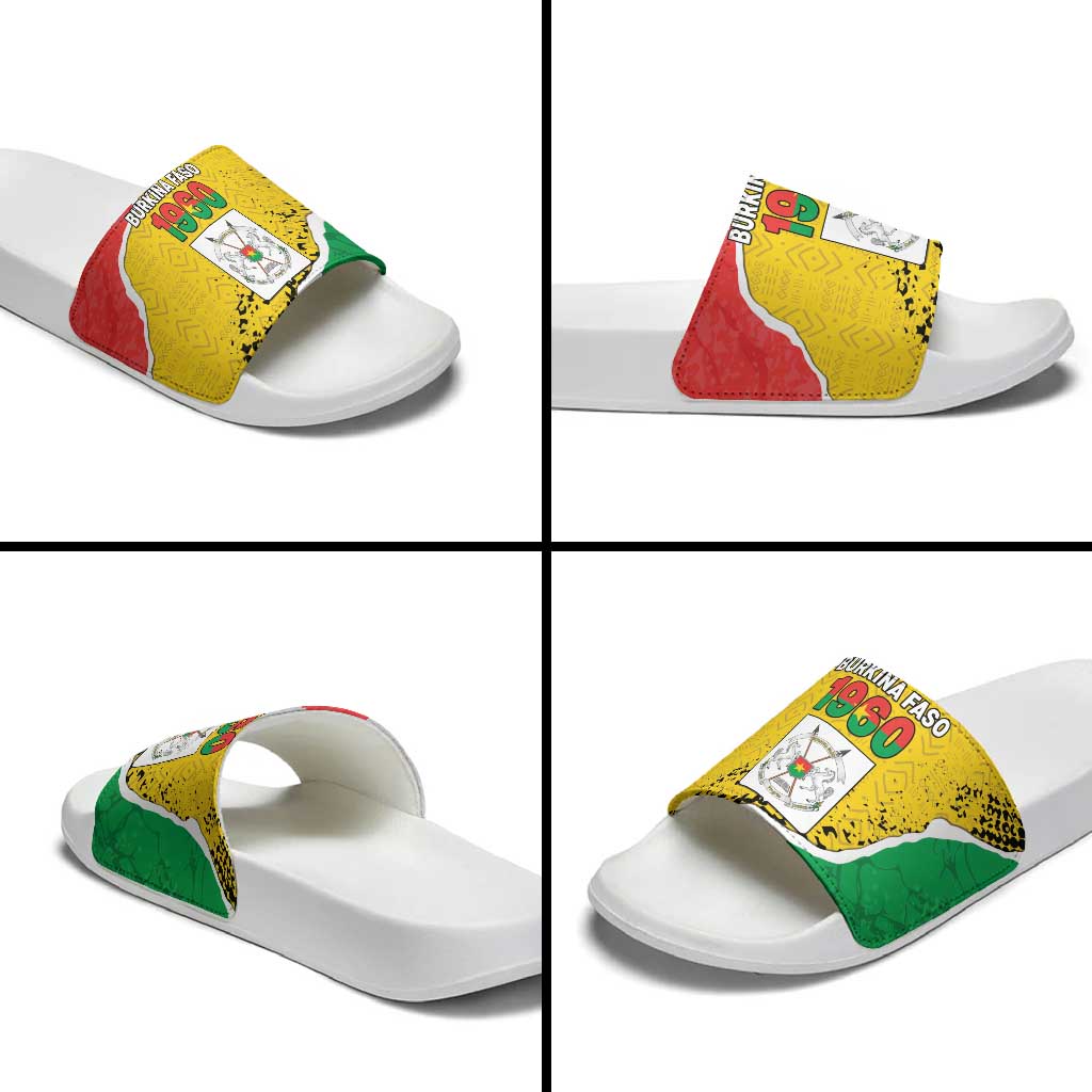 Burkina Faso Independence Day Slide Sandals Coat Of Arms - Grunge Style