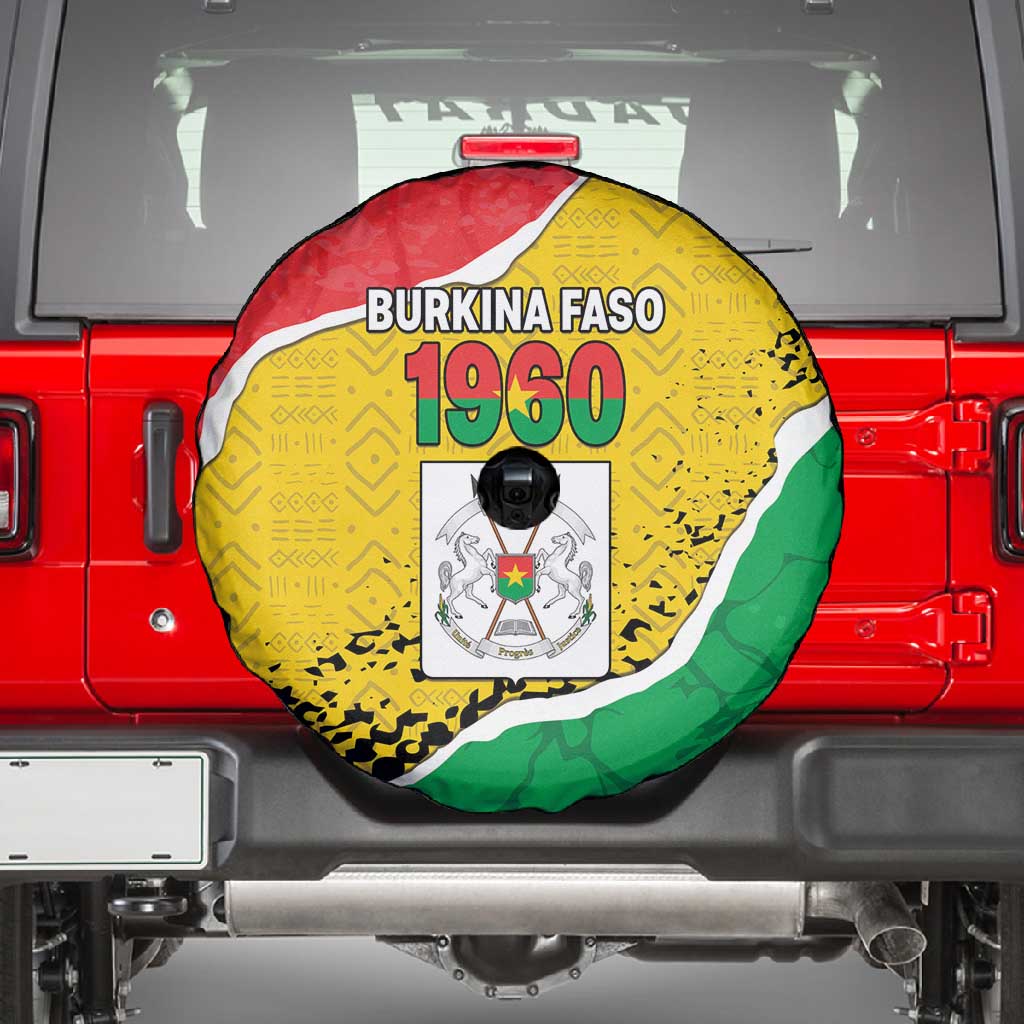 Happy Burkina Faso Spare Tire Cover Independence Day - Bogolan Pattern - African Pride