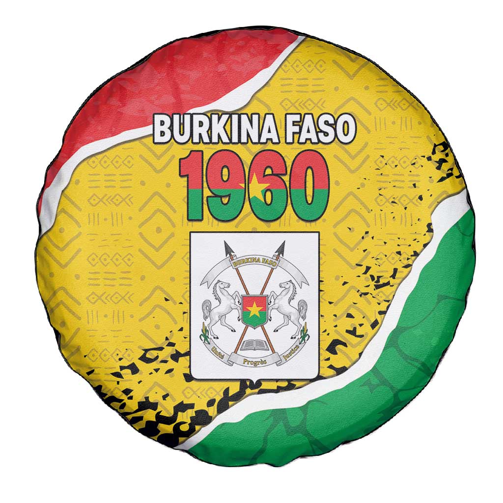Happy Burkina Faso Spare Tire Cover Independence Day - Bogolan Pattern - African Pride