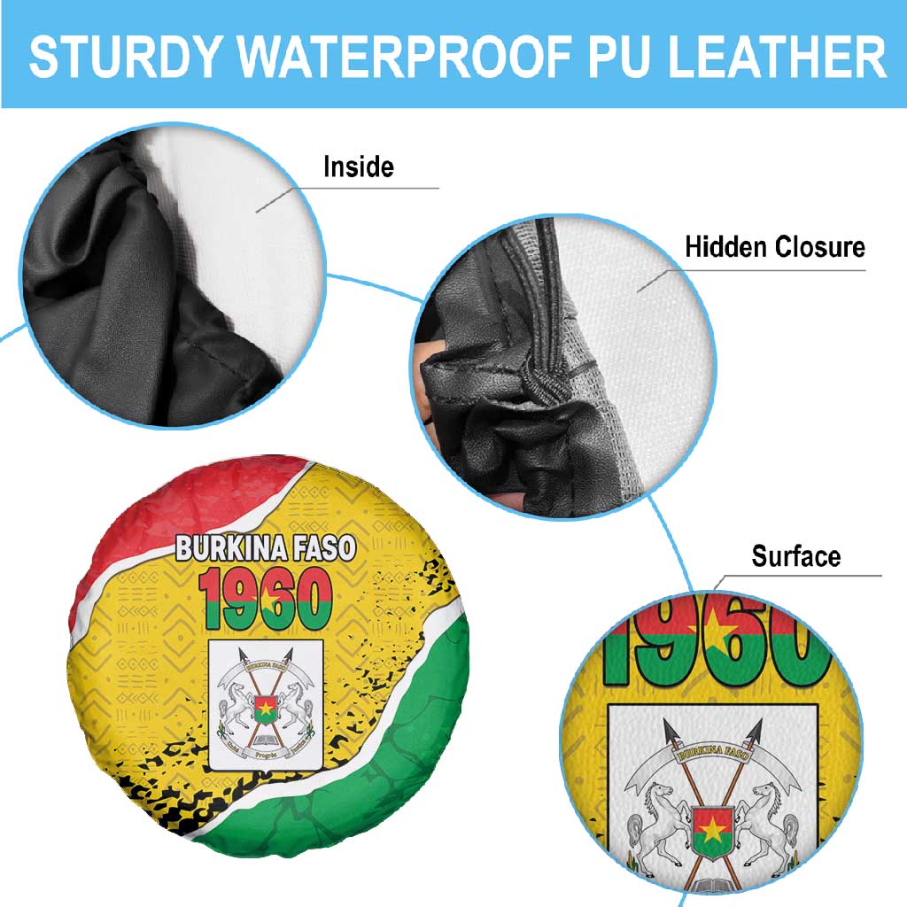 Happy Burkina Faso Spare Tire Cover Independence Day - Bogolan Pattern - African Pride
