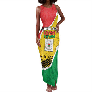 Personalized Happy Burkina Faso Tank Maxi Dress Independence Day - Bogolan Pattern - African Pride