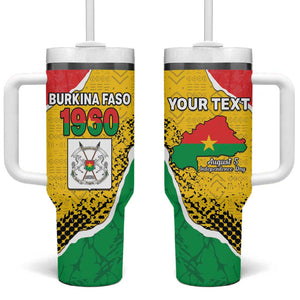 Personalized Happy Burkina Faso Tumbler With Handle Independence Day - Bogolan Pattern - African Pride