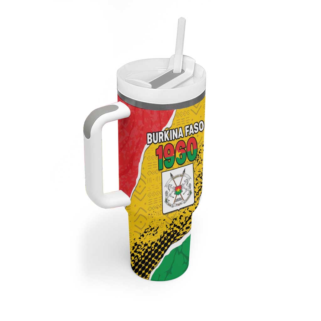 Personalized Happy Burkina Faso Tumbler With Handle Independence Day - Bogolan Pattern - African Pride