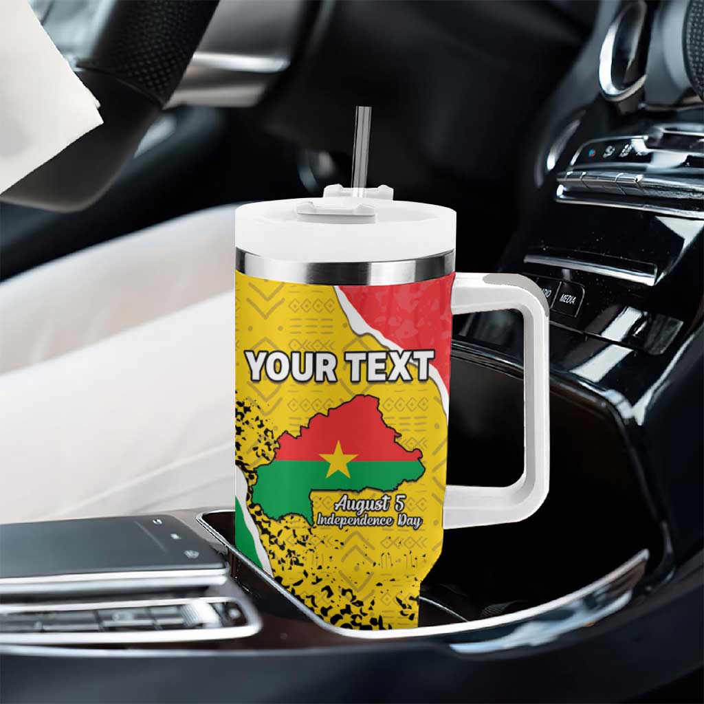 Personalized Happy Burkina Faso Tumbler With Handle Independence Day - Bogolan Pattern - African Pride