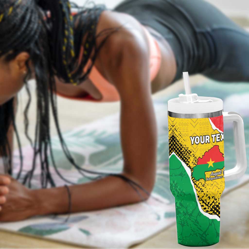 Personalized Happy Burkina Faso Tumbler With Handle Independence Day - Bogolan Pattern - African Pride