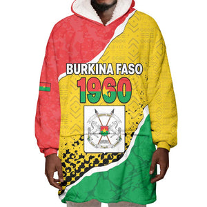 Personalized Happy Burkina Faso Wearable Blanket Hoodie Independence Day - Bogolan Pattern - African Pride