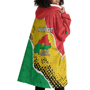 Personalized Happy Burkina Faso Wearable Blanket Hoodie Independence Day - Bogolan Pattern - African Pride