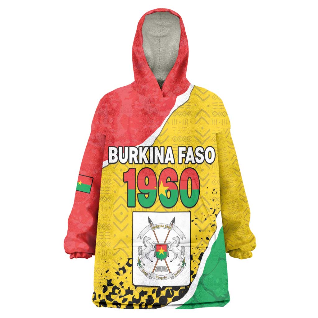 Personalized Happy Burkina Faso Wearable Blanket Hoodie Independence Day - Bogolan Pattern - African Pride