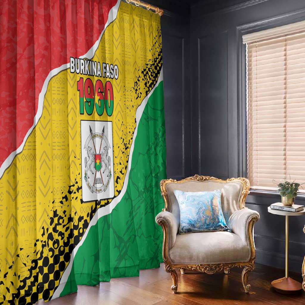 Happy Burkina Faso Window Curtain Independence Day - Bogolan Pattern - African Pride