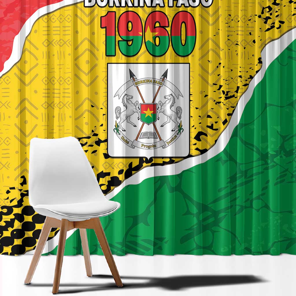 Happy Burkina Faso Window Curtain Independence Day - Bogolan Pattern - African Pride