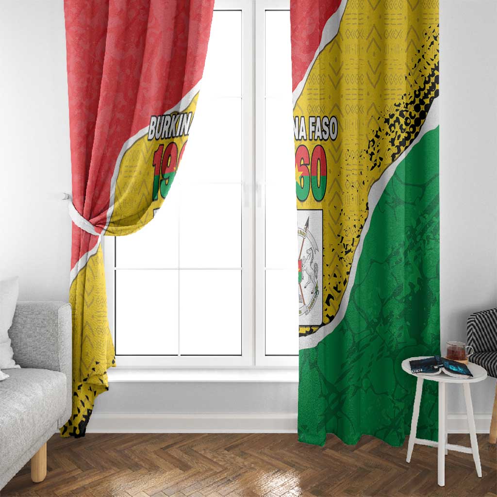 Happy Burkina Faso Window Curtain Independence Day - Bogolan Pattern - African Pride
