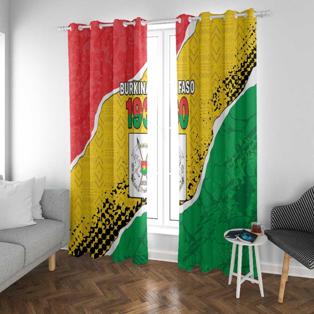 Happy Burkina Faso Window Curtain Independence Day - Bogolan Pattern - African Pride