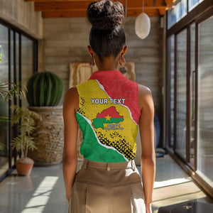 Personalized Happy Burkina Faso Women Sleeveless Polo Shirt Independence Day - Bogolan Pattern - African Pride