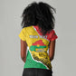 Personalized Happy Burkina Faso Women V-Neck T-Shirt Independence Day - Bogolan Pattern - African Pride