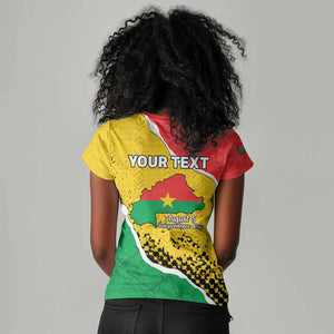Personalized Happy Burkina Faso Women V-Neck T-Shirt Independence Day - Bogolan Pattern - African Pride