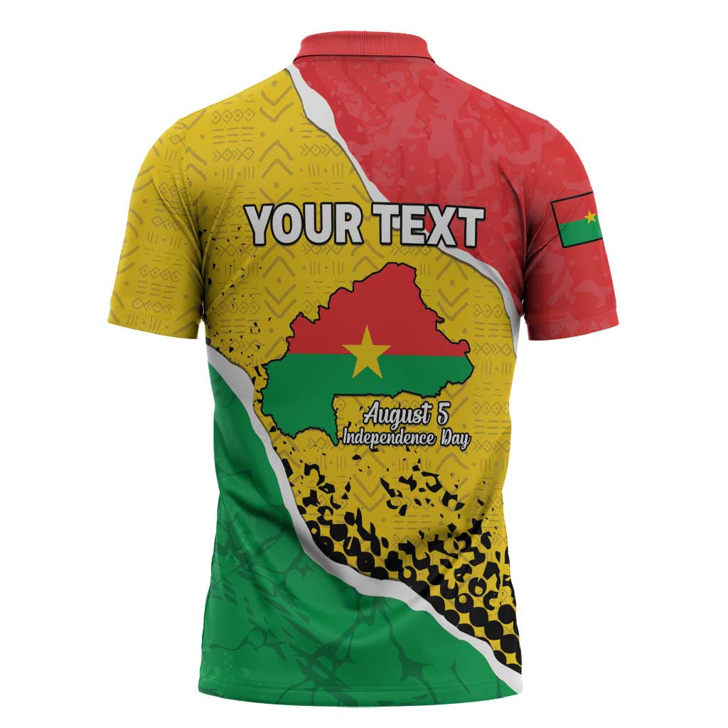 Personalized Burkina Faso Independence Day Zipper Polo Shirt Coat Of Arms - Grunge Style