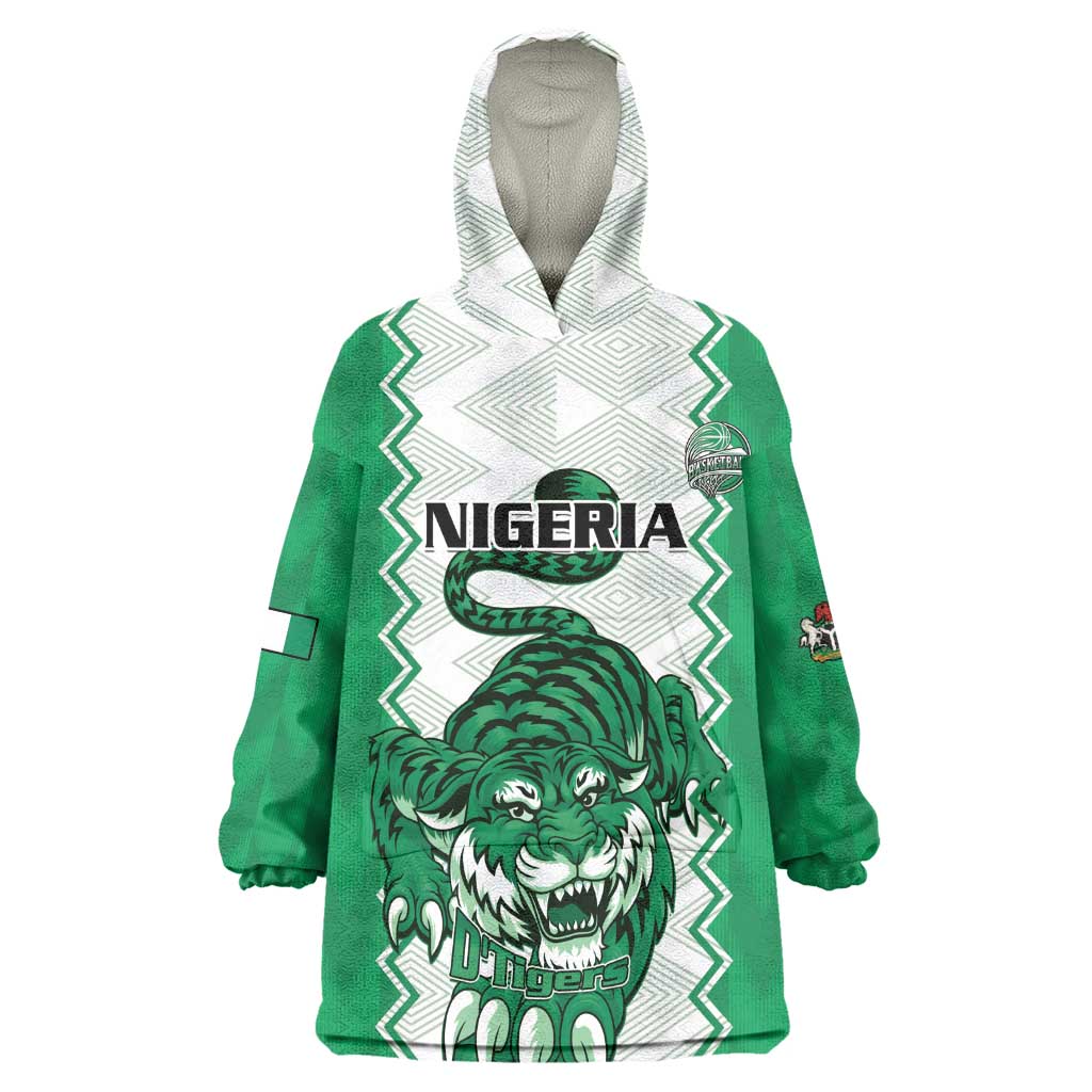 Afro Basketball Custom Nigeria Kid Wearable Blanket Hoodie Go Champions DTigers - African Pride