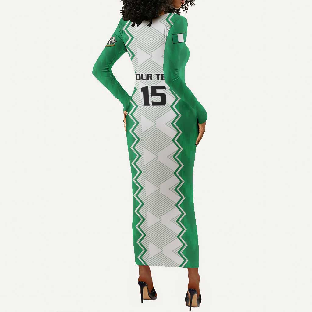 Afro Basketball Custom Nigeria Long Sleeve Bodycon Dress Go Champions DTigers - African Pride
