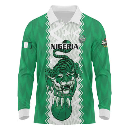 Afro Basketball Custom Nigeria Long Sleeve Polo Shirt Go Champions DTigers - African Pride