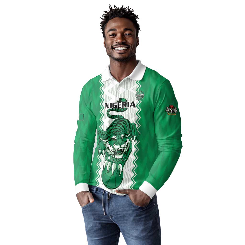 Afro Basketball Custom Nigeria Long Sleeve Polo Shirt Go Champions DTigers - African Pride