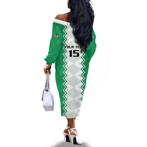 Afro Basketball Custom Nigeria Off The Shoulder Long Sleeve Dress Go Champions DTigers - African Pride