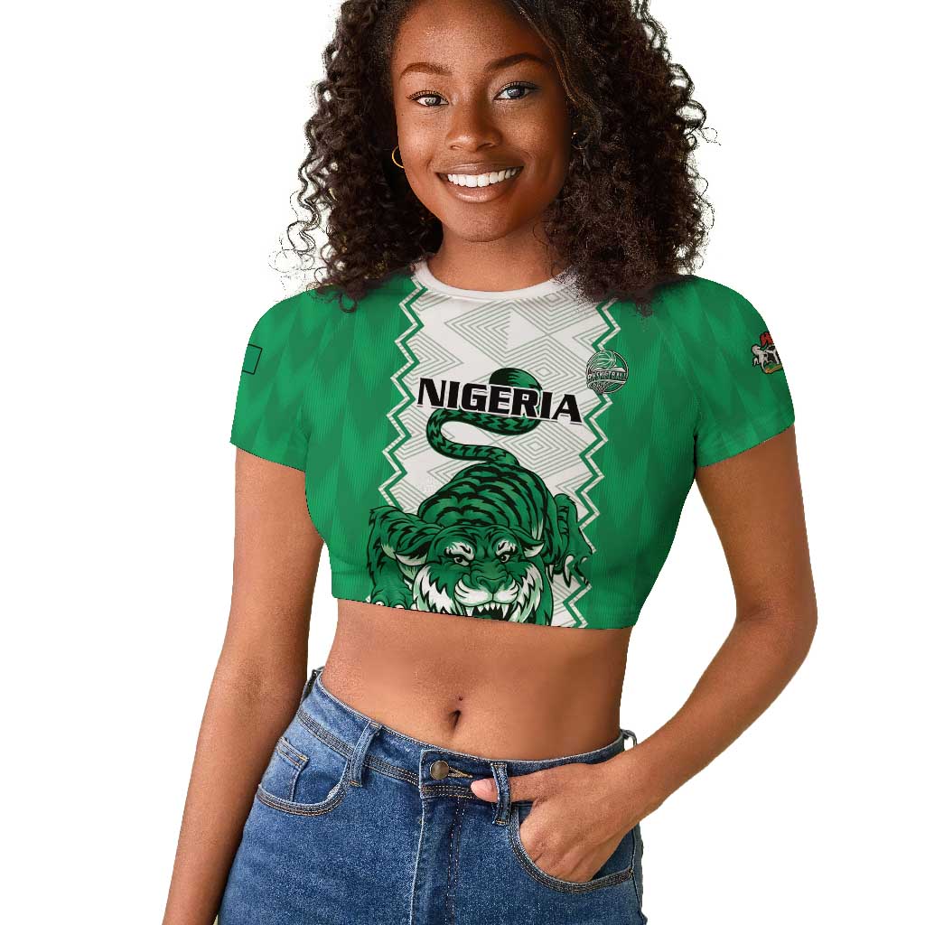 Afro Basketball Custom Nigeria Raglan Cropped T shirt Go Champions DTigers - African Pride