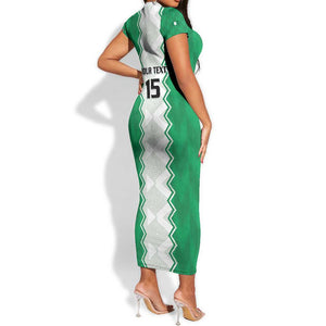 Afro Basketball Custom Nigeria Short Sleeve Bodycon Dress Go Champions DTigers - African Pride