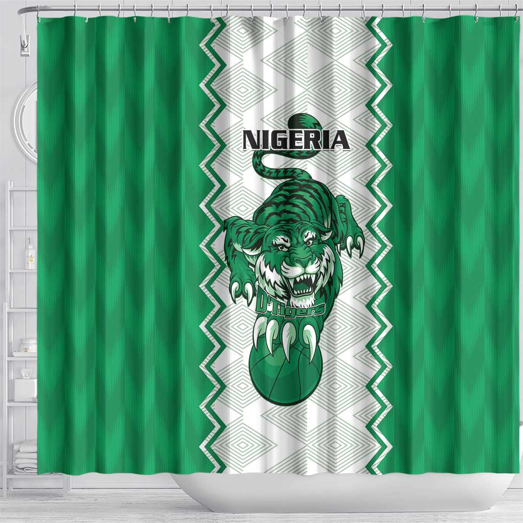 Afro Basketball Nigeria Shower Curtain Go Champions DTigers - African Pride