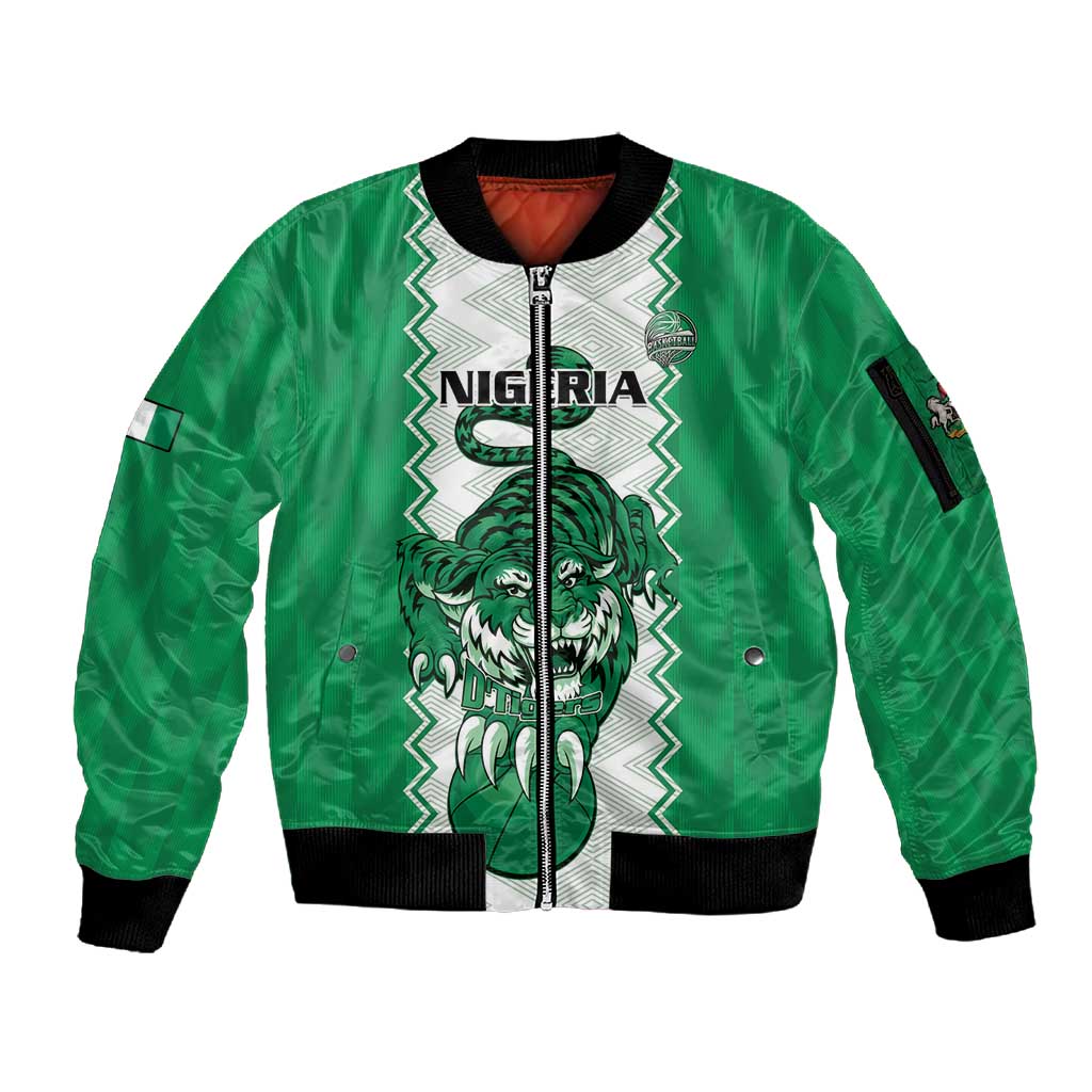 Afro Basketball Custom Nigeria Sleeve Zip Bomber Jacket Go Champions DTigers - African Pride