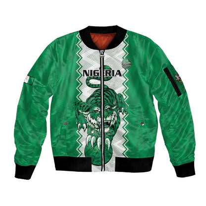 Afro Basketball Custom Nigeria Sleeve Zip Bomber Jacket Go Champions DTigers - African Pride