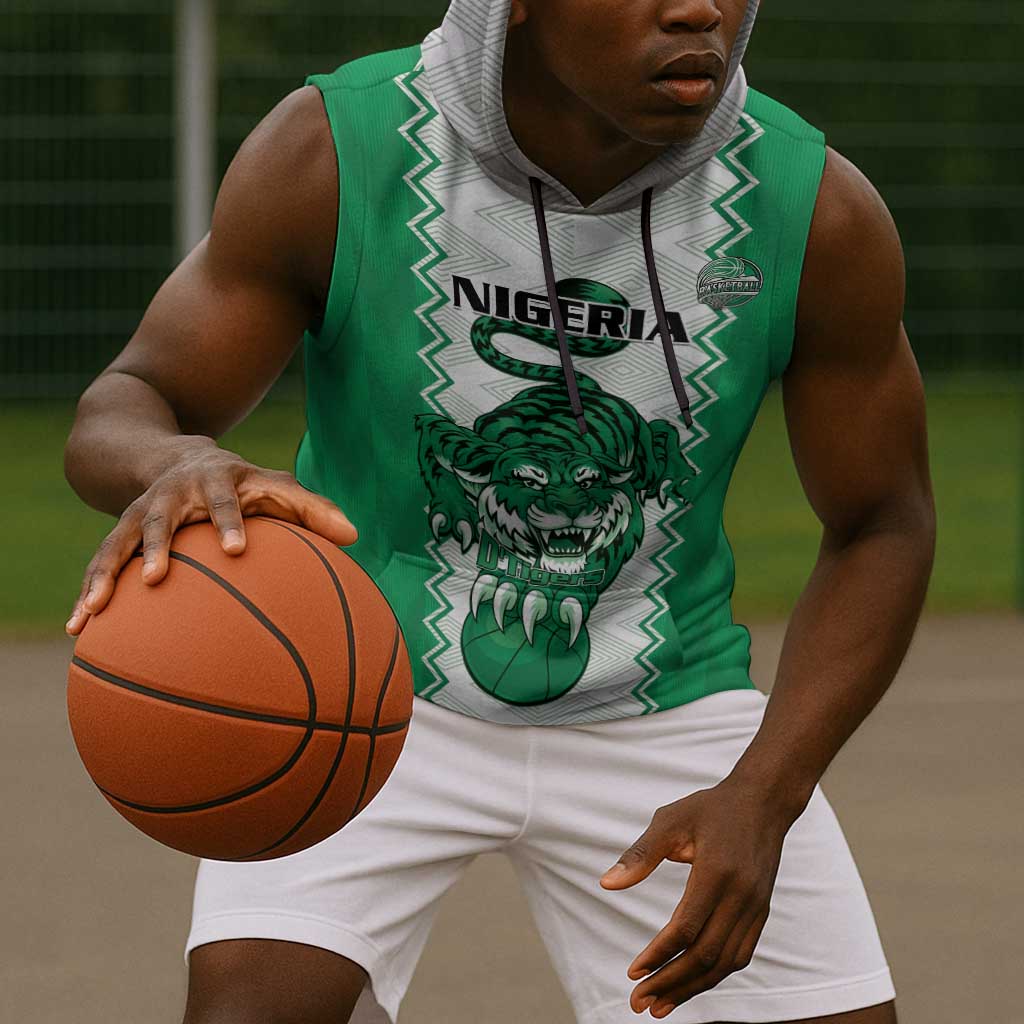 Afro Basketball Custom Nigeria Sleeveless Hoodie Go Champions DTigers - African Pride