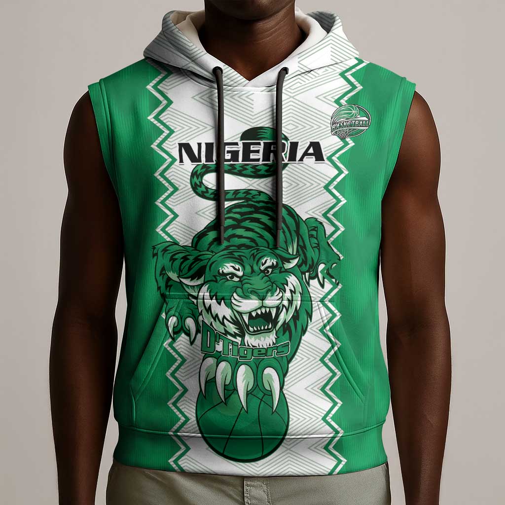 Afro Basketball Custom Nigeria Sleeveless Hoodie Go Champions DTigers - African Pride