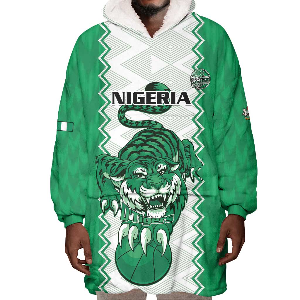 Afro Basketball Custom Nigeria Wearable Blanket Hoodie Go Champions DTigers - African Pride
