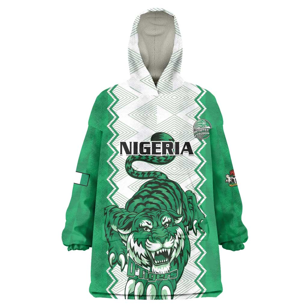 Afro Basketball Custom Nigeria Wearable Blanket Hoodie Go Champions DTigers - African Pride