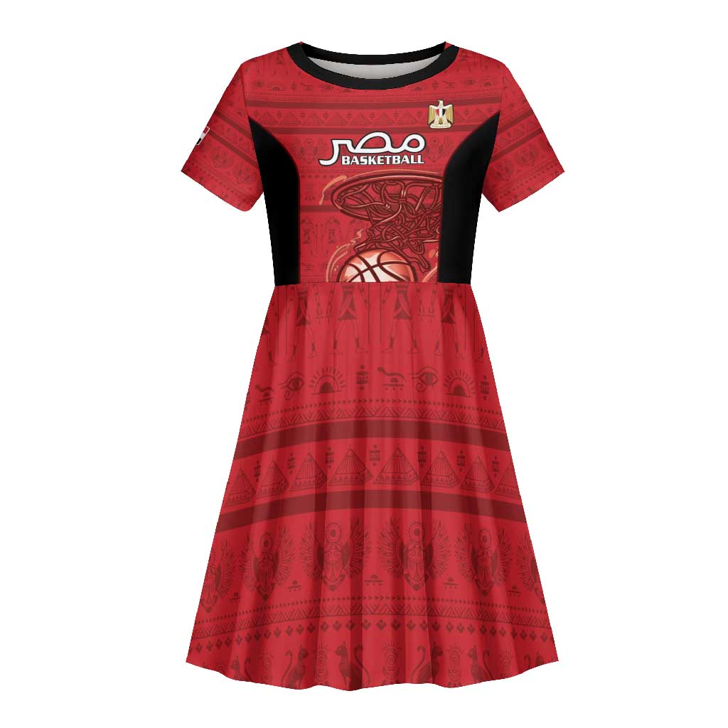 Afro Basketball Custom Egypt Kid Short Sleeve Dress Come On Pharaohs - African Pride