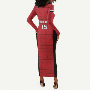 Afro Basketball Custom Egypt Long Sleeve Bodycon Dress Come On Pharaohs - African Pride