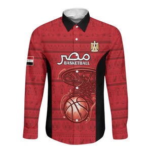 Afro Basketball Custom Egypt Long Sleeve Button Shirt Come On Pharaohs - African Pride